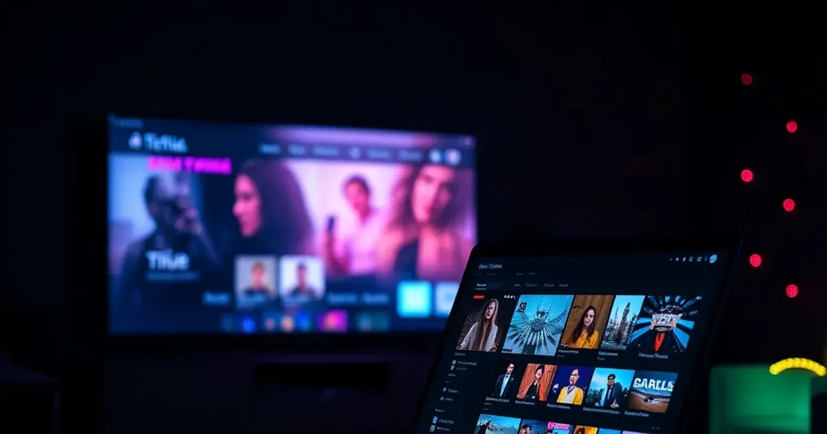 Laptop und Fernseher zeigen nebeneinander unterschiedliche Streaming-Oberflächen zum Anbieter-Vergleich
